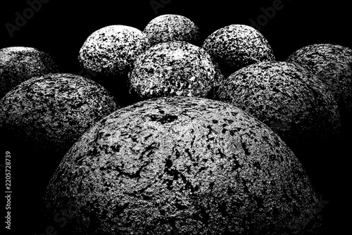 stone spheres in the garden
