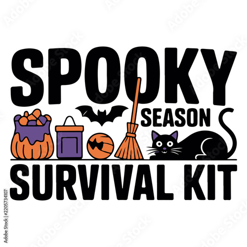 Orange Spooky Season Survival Kit Halloween Graphic