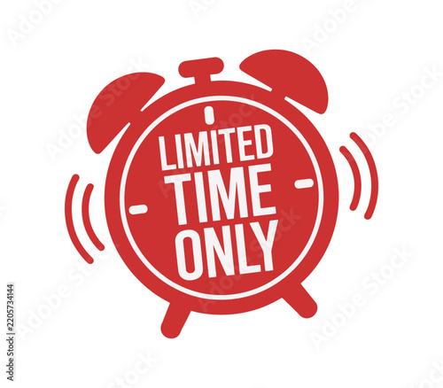 Alarm Clock for Limited Time Offer. A red alarm clock graphic with the text LIMITED TIME ONLY prominently displayed, signaling an urgent sale or promotion.