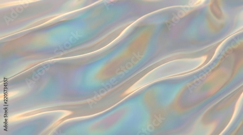 Abstract Holographic Digital Wave Surface with Iridescent Rainbow Sheen.