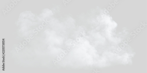 Horizontal white cloud or fog trail on transparent background. Soft wispy smoke and vapor overlay. Graphic design element
