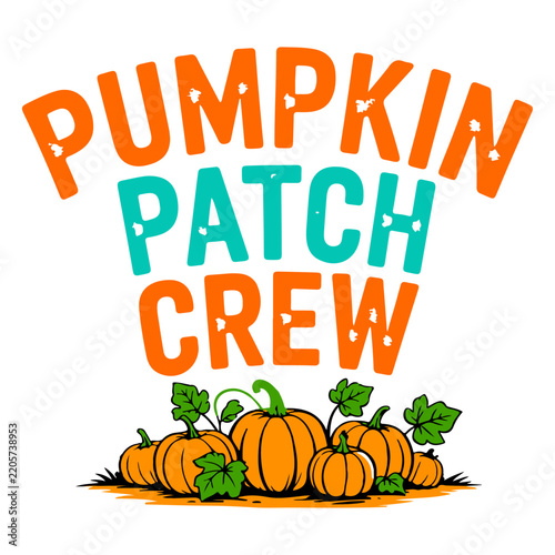 Colorful Pumpkin Patch Crew Halloween Typography Graphic