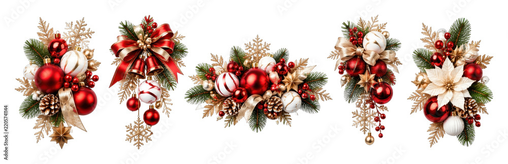 Fototapeta premium PNG Festive Christmas floral ornaments arrangement