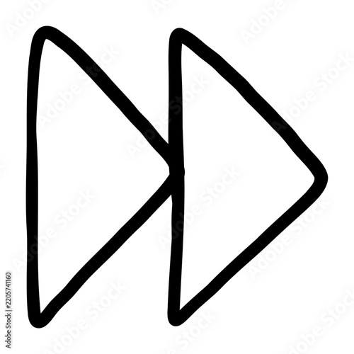 Hand drawn double right arrow icon in simple doodle style