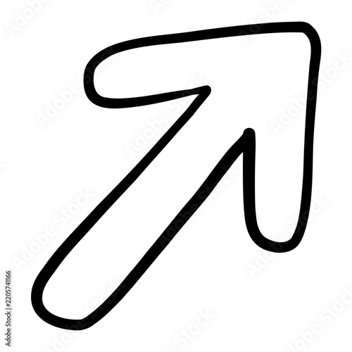 Hand drawn diagonal arrow pointing to the upper right in doodle style.