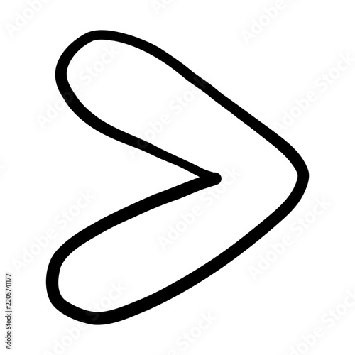 Hand drawn chevron right arrow icon with rounded doodle style.
