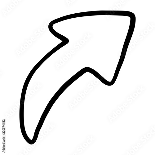 Hand drawn curved arrow pointing to the upper right in doodle style.