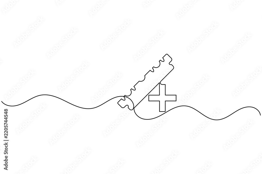 Obraz premium Razor blade with cross continuous one line drawing minimalist medical concept outline vector illustration
