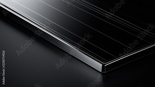 Anodized aluminum frame and glass surface with reflective lines for modern design mockups