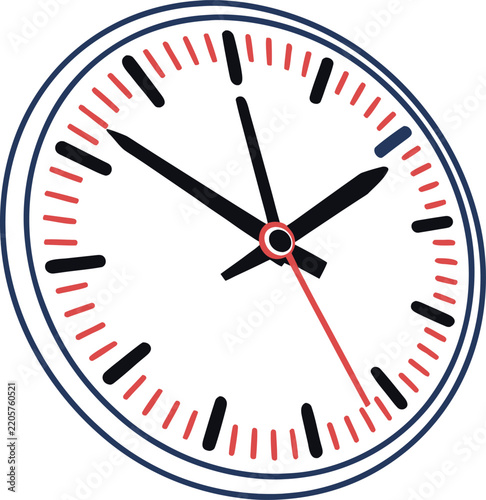 Clock illustration showing time 12:00 with red and black minimalist design for event timers