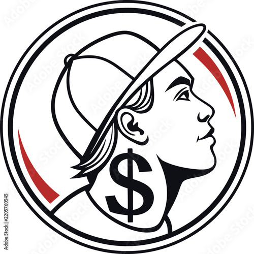 Woman holding dollar sign symbolizes financial empowerment with copy space