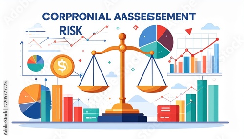 Corporate Risk Assessment Balance Scale and Charts.