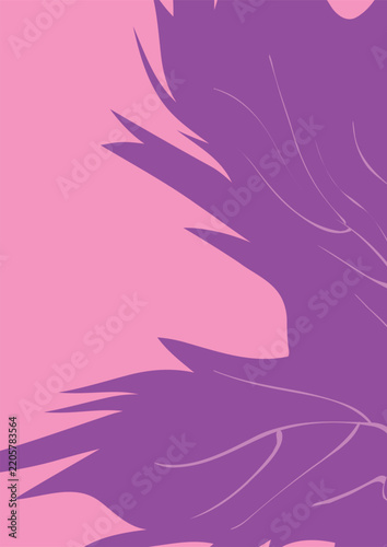 Abstract purple maple leaf background with pink minimalist botanical design and copy space.