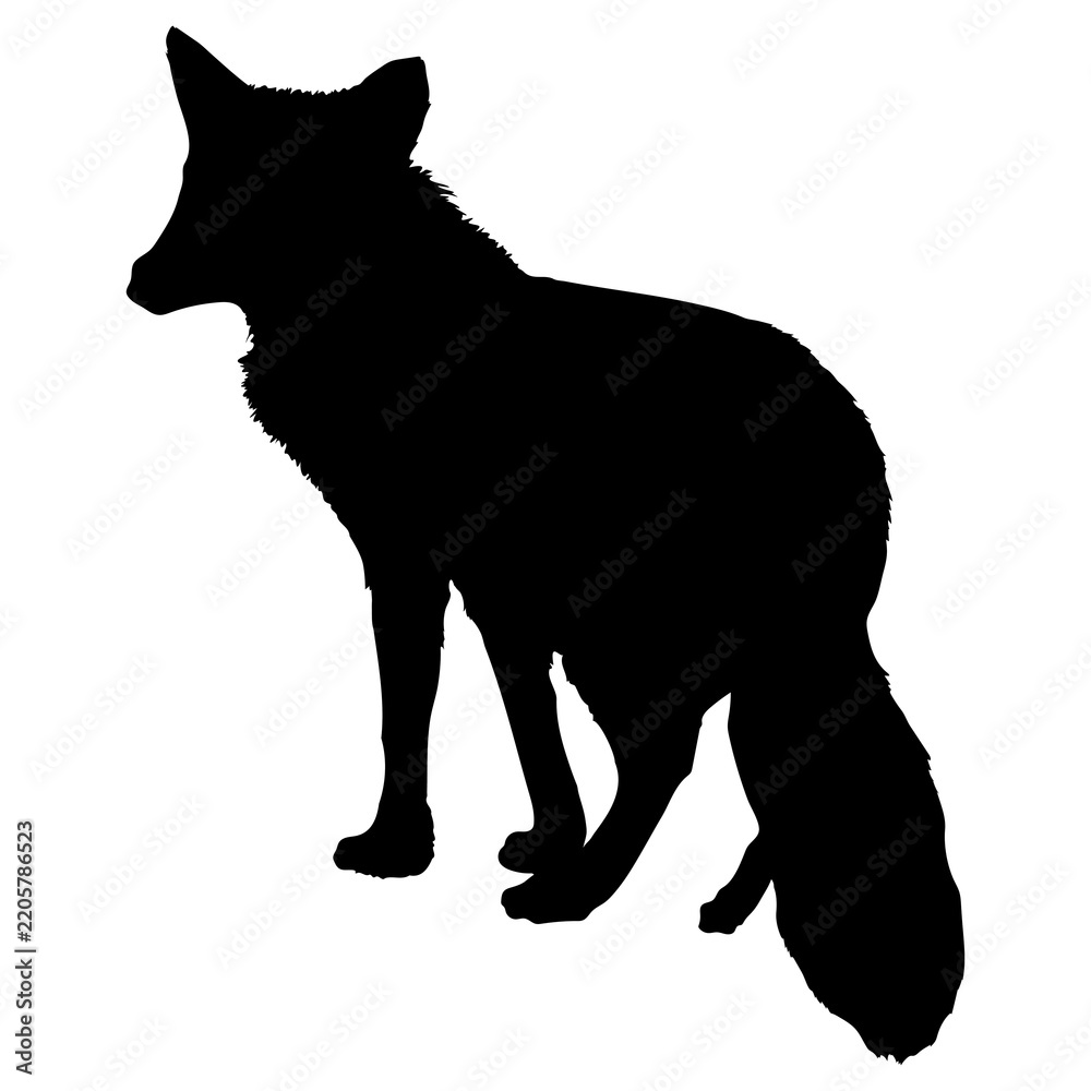 Fototapeta premium Fox silhouette png, black animal sticker, transparent background