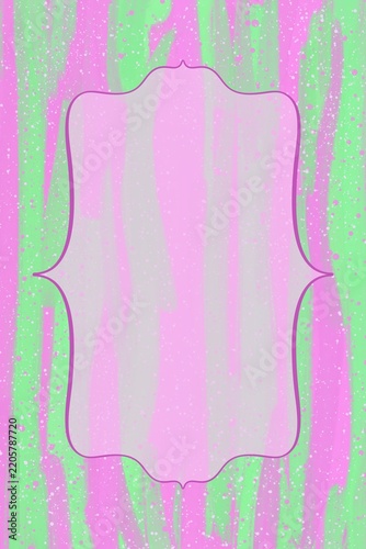 Pink and Green Abstract Background with Decorative Vintage Frame, Perfect for Greeting Cards and Invitations 