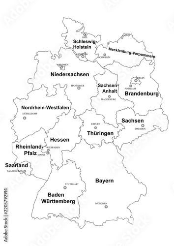 Germany Outline Map with Border on White Background