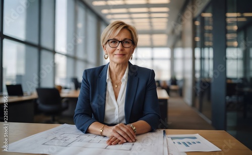 A senior businesswoman professional isolated in her office