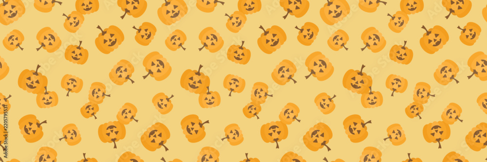Fototapeta premium Seamless pumpkin lantern vector pattern design, modern cartoon background