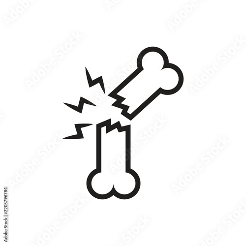 Broken Bone Symbol Icon Illustration