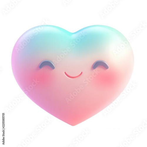 Pink smiling heart character presenting love happiness and romantic celebration with a cute glossy on transparent background design