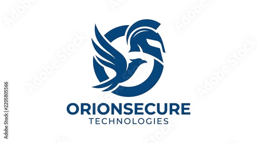 Orion Secure Technologies Logo Concept Featuring Spartan Helmet and Flying Eagle