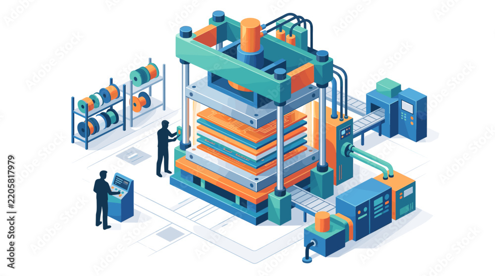 Obraz premium Isometric Industrial Factory Manufacturing Vector Illustration