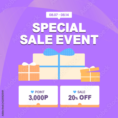 Special Sale Promotion Template with Gift Box Illustration