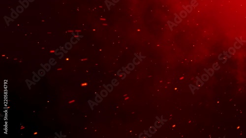 Cinematic Burning Fire Flame Particles and Glowing Embers Background with Flying Sparks in Dark Space, Dramatic Fiery VFX Overlay for Movie and Video Effects