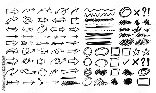 Hand Drawn Arrows Set – Doodle Sketch Collection, Hand Drawn Arrow Collection – Sketch and Doodle Elements