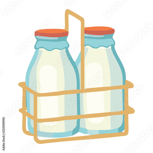 Milk Bottles Carrier Set Glass