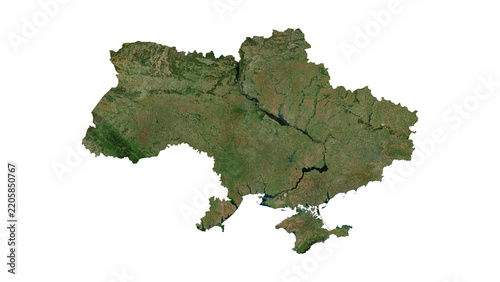 Fotografie UKRAINE Geological Map with Hillshade Relief, High Resolution Terrain PNG