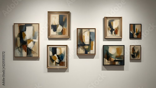 Eclectic gallery wall of original small abstract works