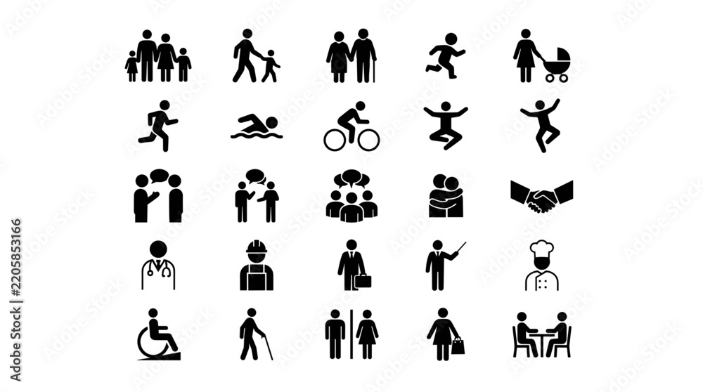 Obraz premium Set of various human activity and occupation icons
