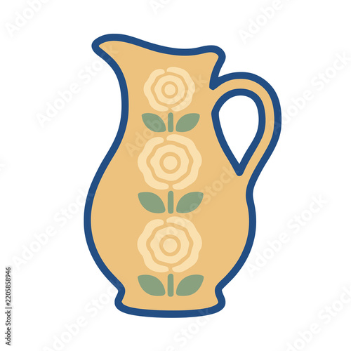 Yellow pitcher with floral pattern