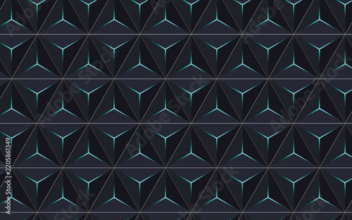 Dark Geometric Triangle Pattern With Glowing Cyan Accents   
