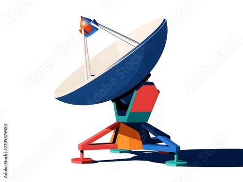 Colorful satellite dish communication antenna with satellite communication technology transmission