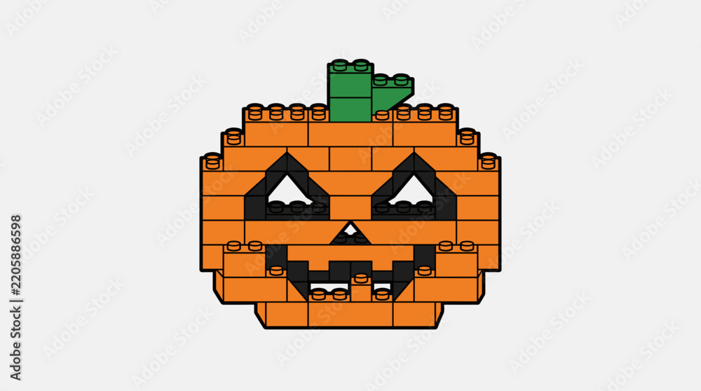 Obraz premium Halloween Lego Jack O Lantern Pumpkin Block Toy Illustration for Festive Seasonal Design