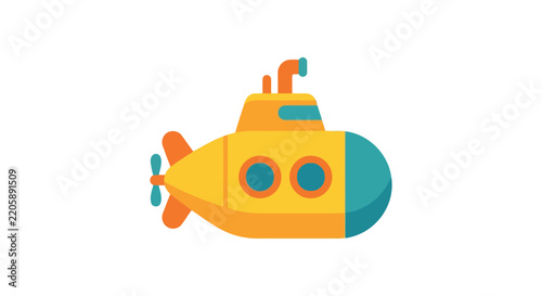 Принти на полотні Yellow submarine illustration features a simplified flat design with a white bac