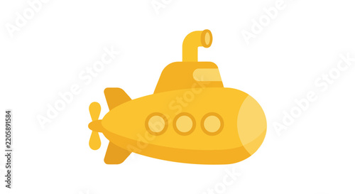 Foto Yellow submarine illustration depicts a simplified underwater vessel with a roun