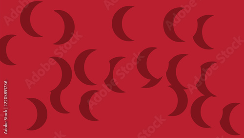 Abstract Red Background with Dark Red Crescent Moon Shapes and Curved Geometric Patterns