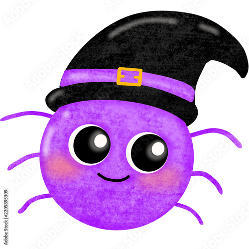 Cute spider wearing witch hat halloween holiday celebration