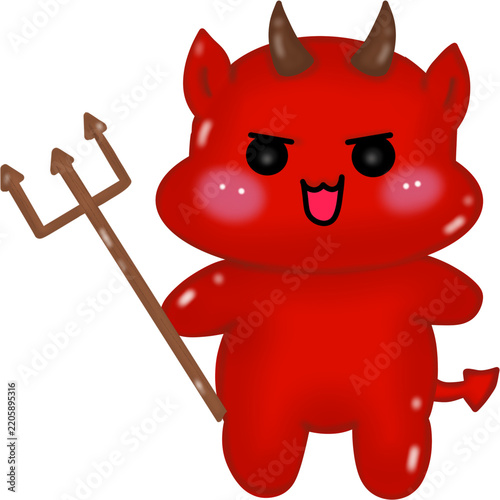 devil character holding trident halloween holiday celebration