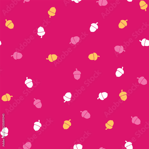 Seamless minimal background with autumn acorn pattern design.