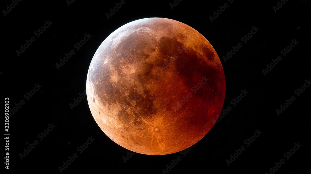 Obraz premium Blood Moon. Red full moon on black background.
