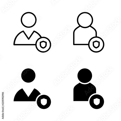 Admin Account Icon Set in Line and Solid Glyph Style for User Management and Access Control
