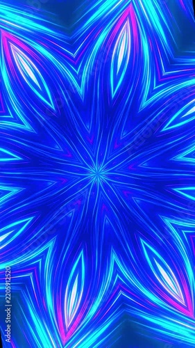 Hypnotic Neon Blue and Pink Kaleidoscope Pattern Loop.