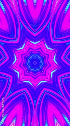 Vibrant Abstract Kaleidoscope Pattern with Neon Glow.