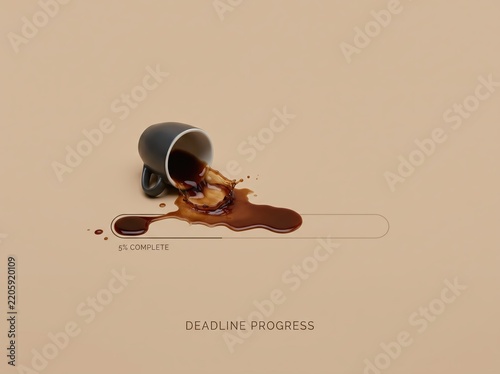 Spilled Coffee with Deadline Progress Concept