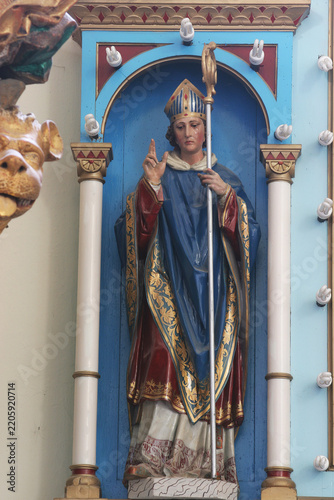 Saint Valentine, statue on the altar of Saint Anthony of Padua in Saint Peter parish church in Sveti Petar Cvrstec, Croatia