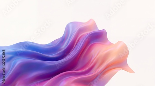 Flowing fabric wave satin cloth purple pink peach white background ideal for fashion brand advertising beauty product banners textile promotions flyers brochures and luxury packaging designs